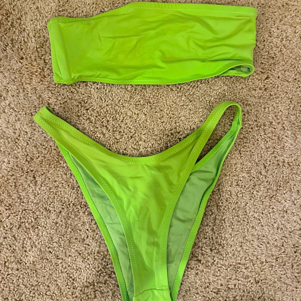 SKIMS Neon Green Bandeau Bikini Set